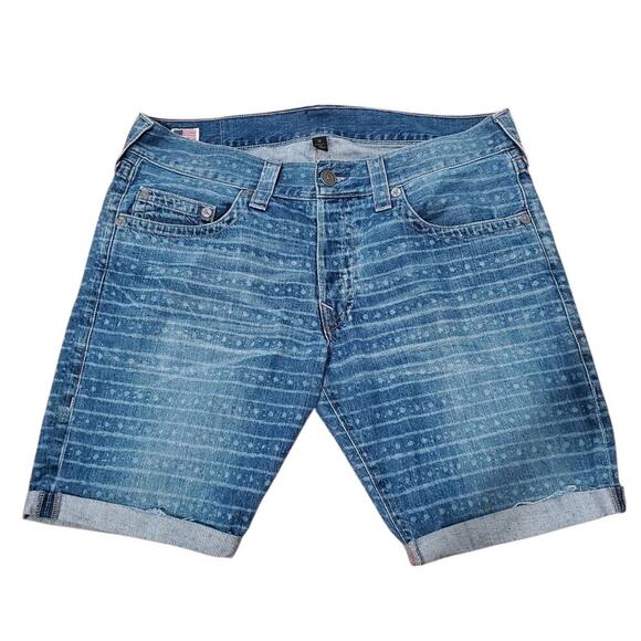 Rare Vintage Y2K True Religion Geno Cut-Off Jean Shorts Jorts 36 Made in USA - Picture 1 of 14